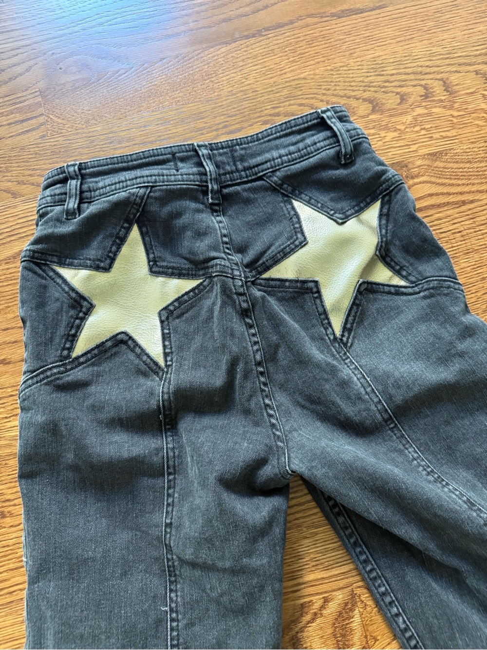 WE THE FREE People Firecracker Flare Denim Jeans Gold Star Y2K Grunge Western 26